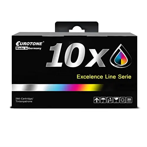 10x Eurotone Tintenpatrone kompatibel für Epson 34XL – für Epson WorkForce Pro WF-3700 Series, Epson WorkForce Pro WF-3720 DW