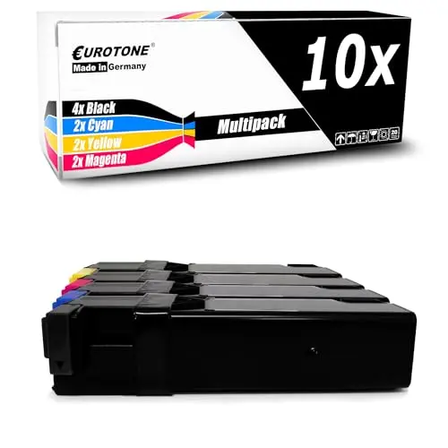 10x Eurotone Toner kompatibel für Dell 1320C – Schwarz/Cyan/Magenta/Gelb – für 1320cn