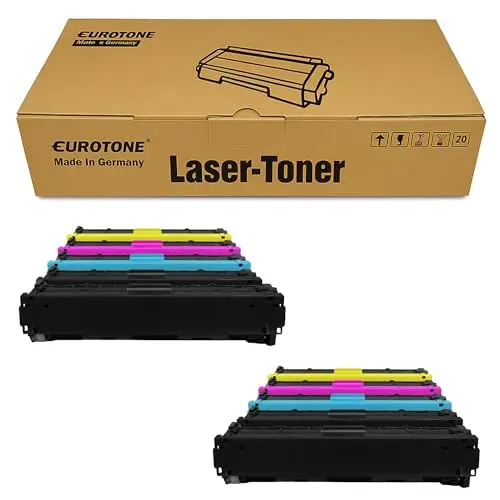 10x Eurotone Toner kompatibel für HP CB540A – Schwarz/Cyan/Magenta/Gelb – für HP Color LaserJet CM 1300 Series, HP Color LaserJet CM 1312 CB MFP