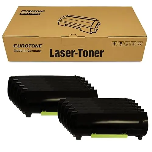 10x Eurotone Toner kompatibel für Lexmark 51B2000 – Schwarz – für Lexmark MS 317 dn, Lexmark MS 317 n
