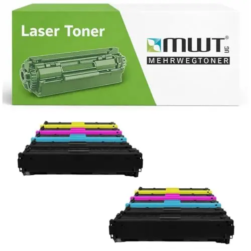 10x Mehrwegtoner Toner kompatibel für HP CB540A – Schwarz/Cyan/Magenta/Gelb – für HP Color LaserJet CM 1300 Series, HP Color LaserJet CM 1312 CB MFP