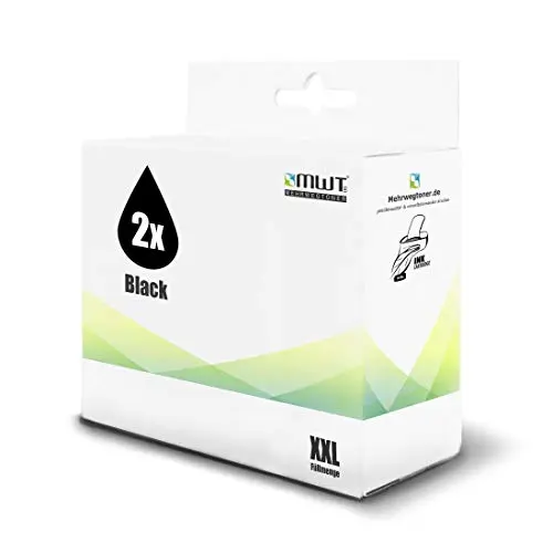 2x Kraft Office Supplies Tintenpatrone für HP 27XL – Schwarz – für Brother HL-J 6010 DW, Brother MFC-J 6950 Series