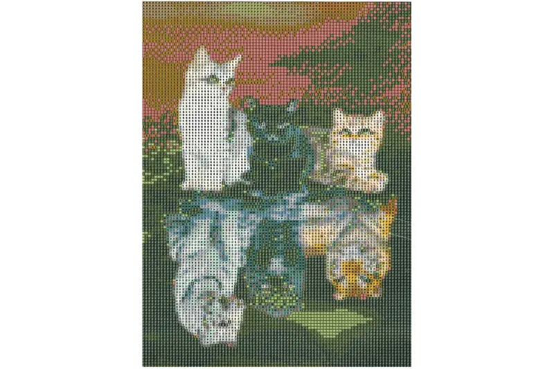 3 Katzen in Pfütze zu 3 Raubtiere Diamond Painting  26 Farben 30 x 40 cm  LC6343