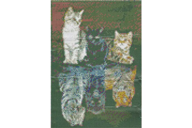 3 Katzen in Pfütze zu 3 Raubtiere Diamond Painting 30 Farben 30 x 40 cm  WB2618
