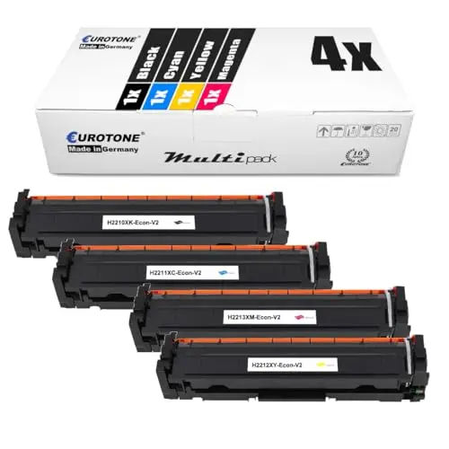 4x Eurotone Toner kompatibel für HP W2210X – für HP Color LaserJet Pro MFP M 283 cdw, HP Color LaserJet Pro M 255 dw