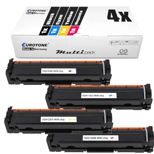 4x Eurotone Toner kompatibel für HP W2410A – für HP Color LaserJet Pro M 155 nw, HP Color LaserJet Pro M 180 Series