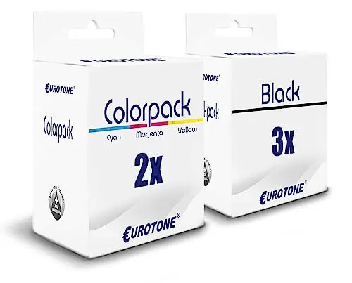 5x Eurotone Tintenpatrone für HP NO302XL – Schwarz/Cyan/Magenta/Gelb