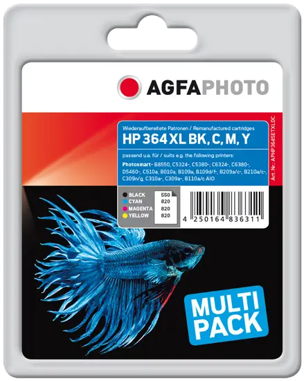Agfa Photo 364XLBK,C,M,Y Multipack Schwarz / Cyan / Magenta / Gelb