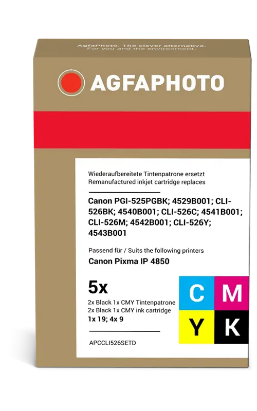 Agfa Photo CLI-526BK,C,M,Y Multipack Schwarz / Cyan / Magenta / Gelb