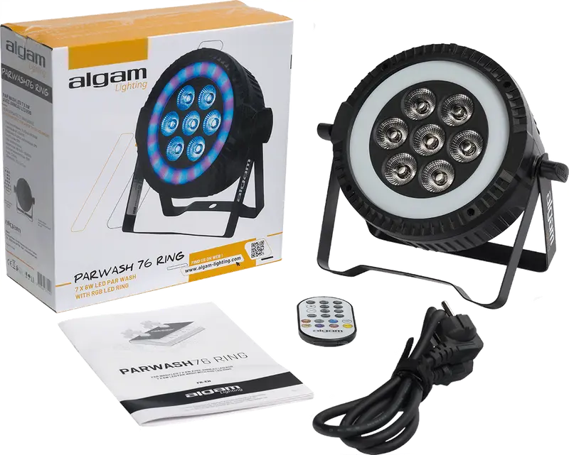 ALGAM LIGHTING - PARWASH76-RING |  LED-PAR-Wash (7 x 6W RGBW) mit RGB-LED-Ring