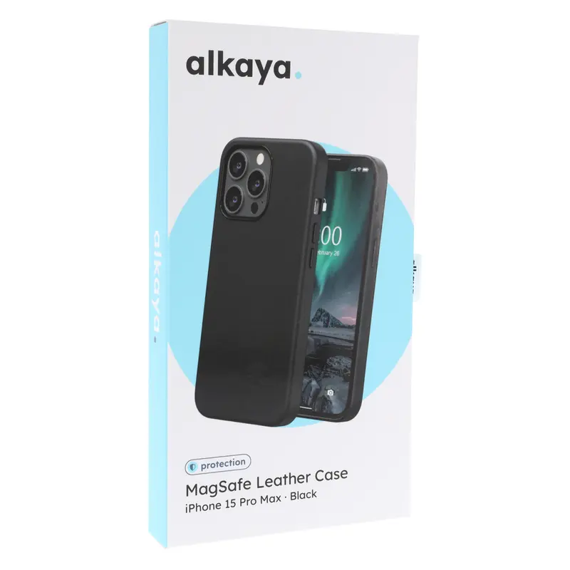 alkaya. | LUCID MagSafe Handy Schutzhülle Intelligentes Leder iPhone 15 Pro Max. Schwarz