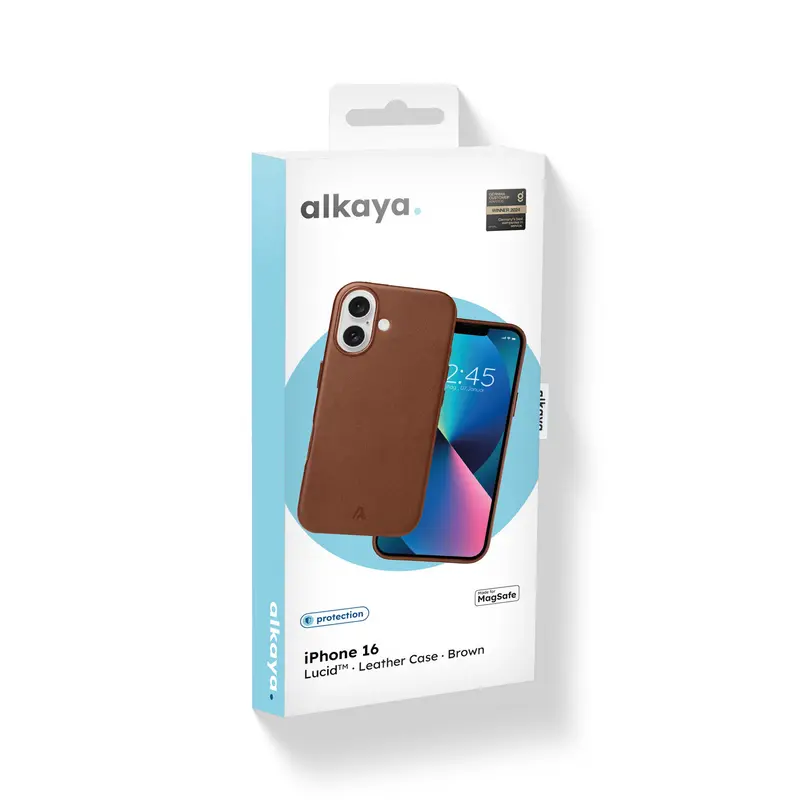alkaya. | LUCID MagSafe Handy Schutzhülle Intelligentes Leder iPhone 16. Braun