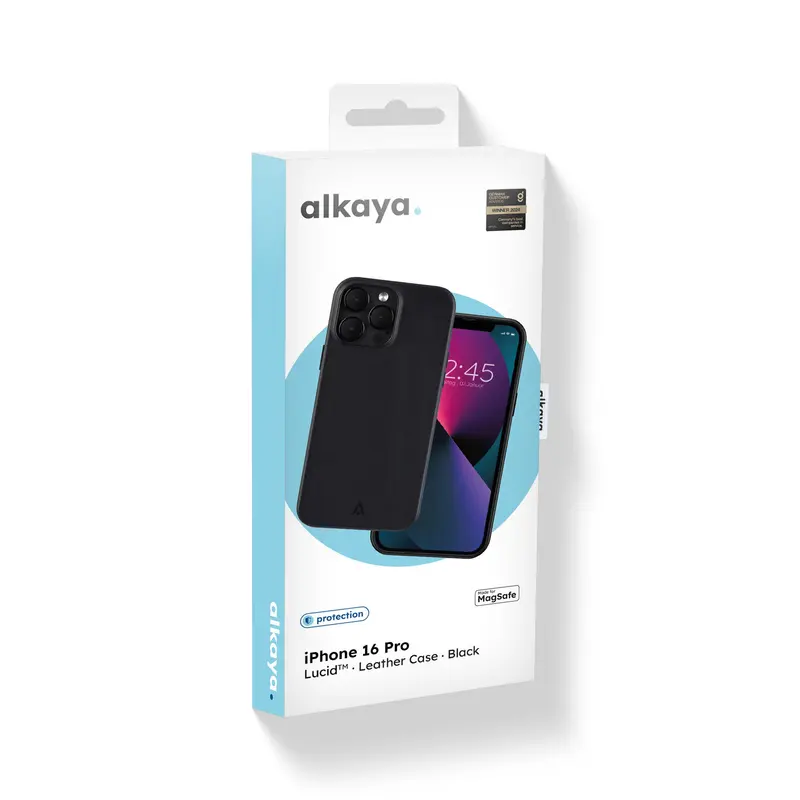 alkaya. | LUCID MagSafe Handy Schutzhülle Intelligentes Leder iPhone 16 Pro. Schwarz