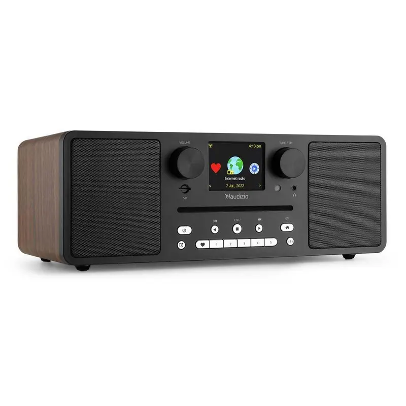 Audizio Naples Stereo-DAB-Radio mit CD-Player, Bluetooth, UKW und Internetradio – 60 W, Braun / Schwarz