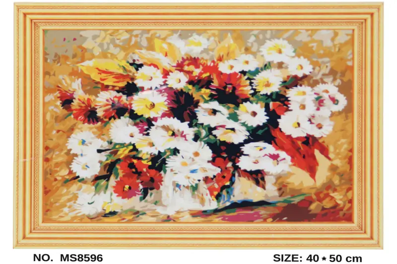 Blumenstrauß auf Rahmen 50 x 40 cm Malen nach Zahlen Acryl Set MS8596 24 Farben
