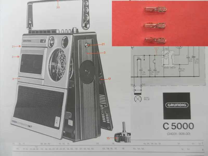 C5000 Lämpchen SET für Radiorecorder GRUNDIG