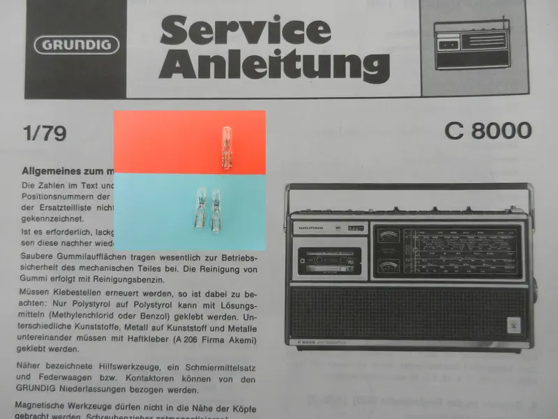 C8000 Lämpchen SET für Radiorecorder GRUNDIG