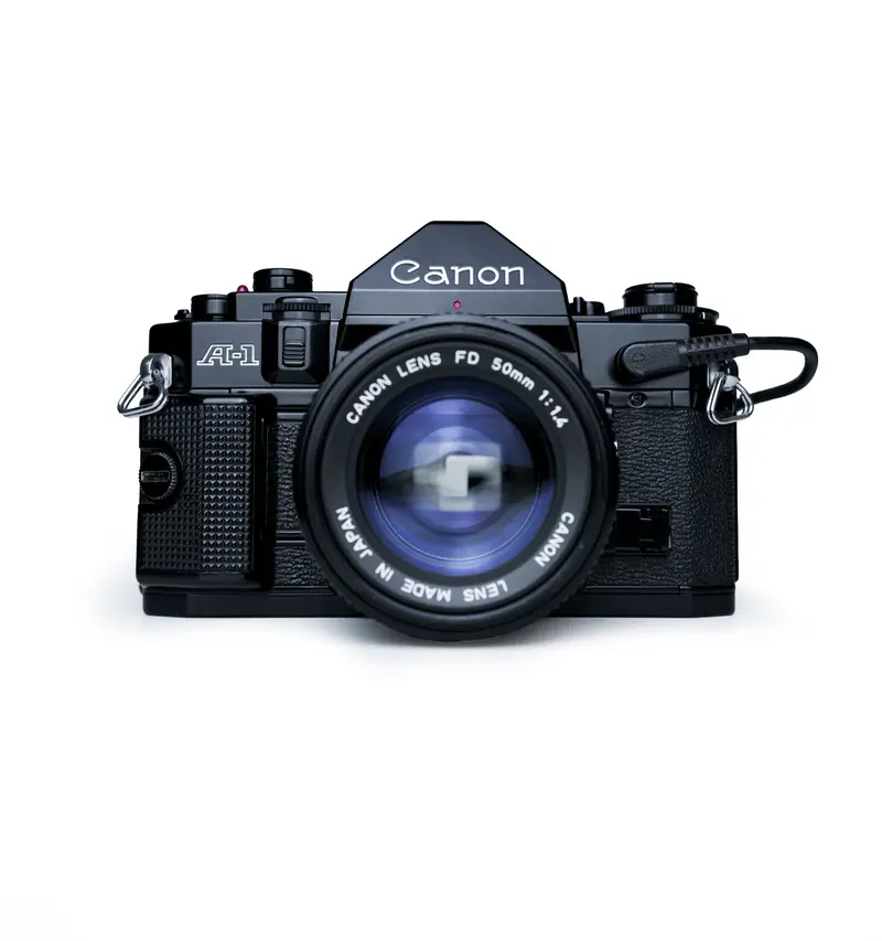 Canon A-1 35mm SLR Film Camera with 50mm F1.4 & Data Back & Power Winder & Flash