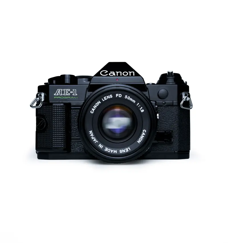 Canon AE-1 Program Black 35mm SLR Film Camera with 50mm F1.8 28-85MM F3.5 Lenses
