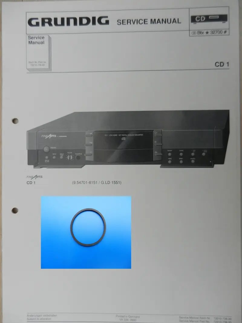 CD1 CD2 CD3 Schublade Rriemen GRUNDIG