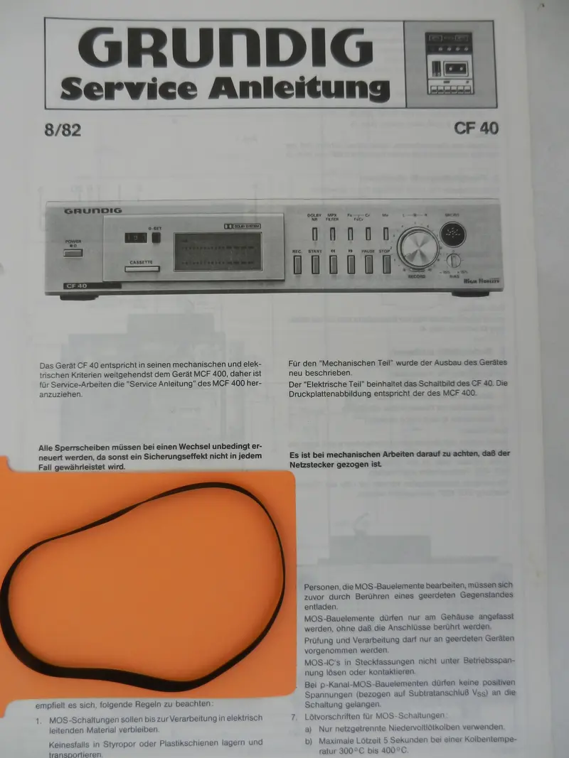 CF40 CF 40 Grundig Capstan Riemen