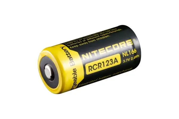 CR123A Nitecore Lithium Ionen Akku Typ 16340 mit 3,7V und 650mAh