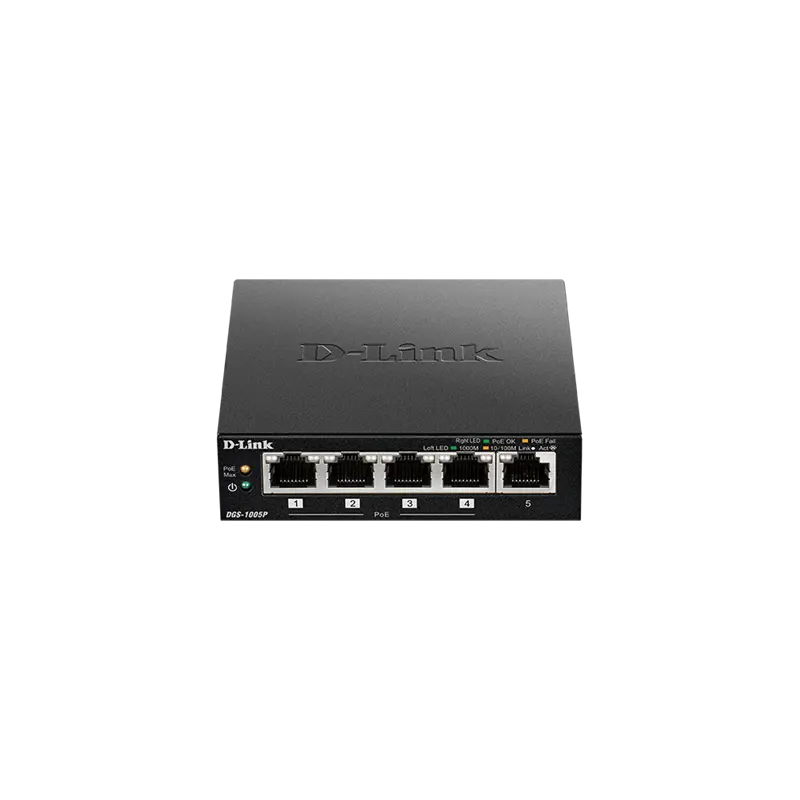 D-Link 5-Port Desktop Gigabit PoE+ Switch Schwarz