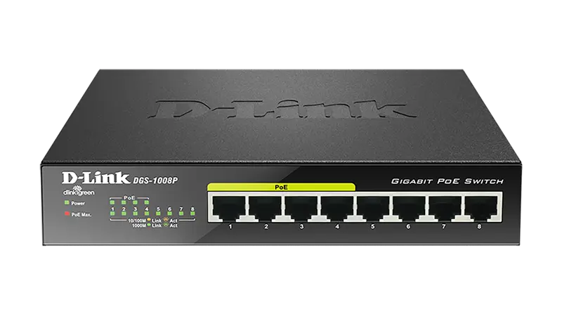 D-Link 8-Port Gigabit PoE Desktop Switch Schwarz