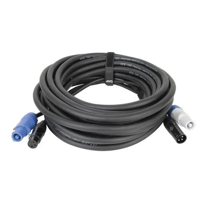DAP FP20 Kombi-Kabel, 15 m, XLR 3pol male / female, Powercon grau / blau