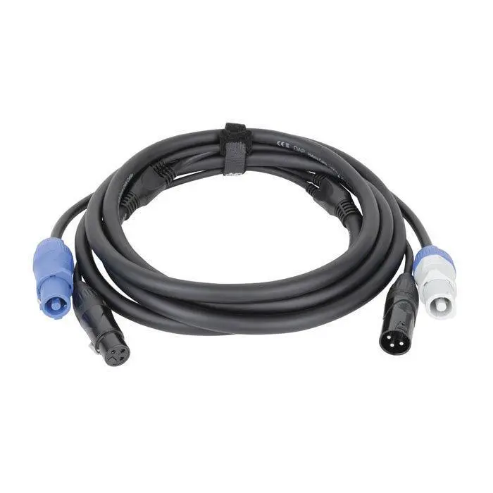 DAP FP20 Kombi-Kabel, 3 m, XLR 3pol male / female, Powercon grau / blau