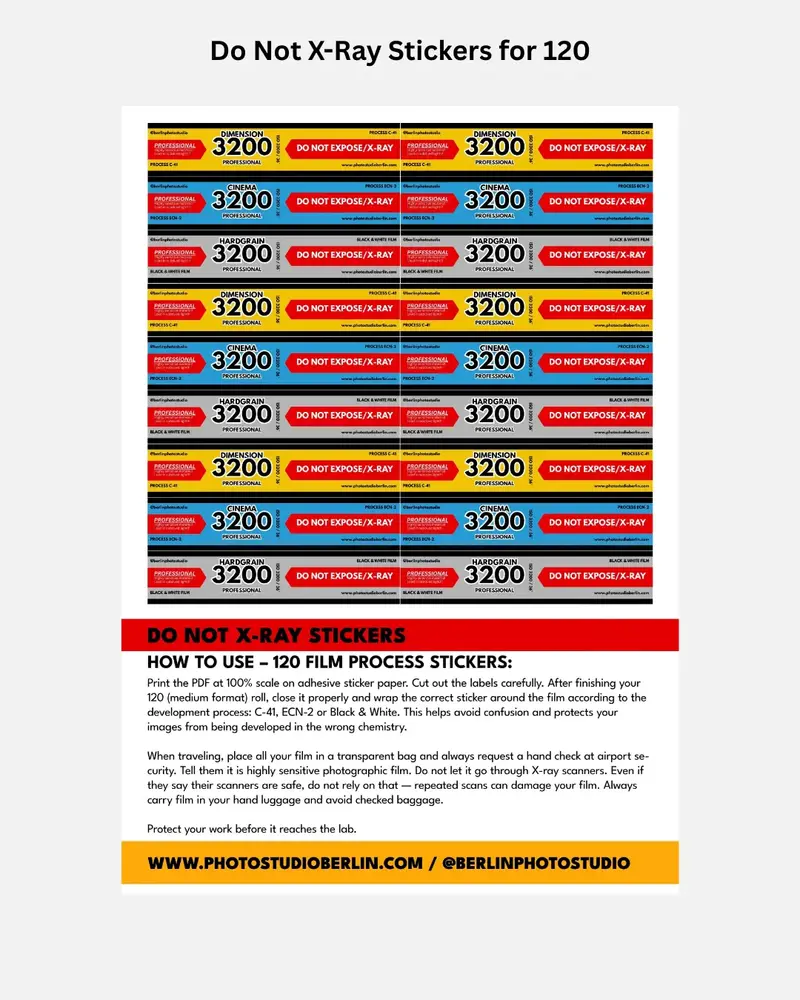 Do Not X-Ray Stickers for 120 Medium Format Film – Printable PDF