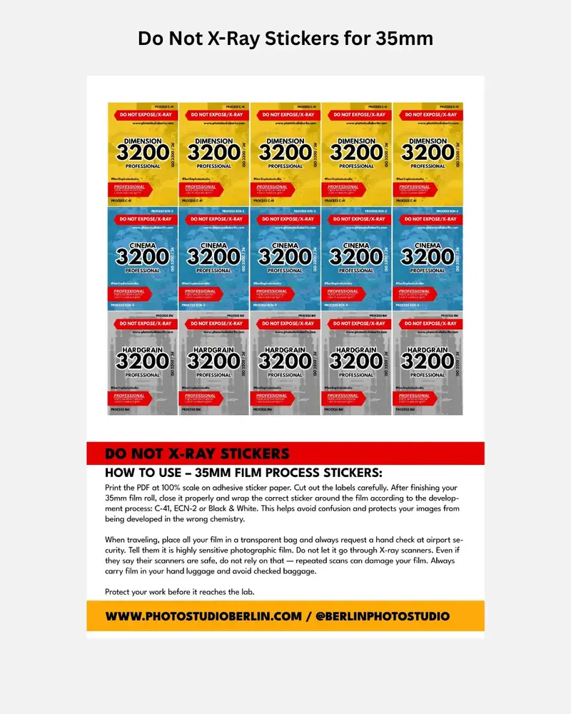 Do Not X-Ray Stickers for 35mm Film – Printable PDF