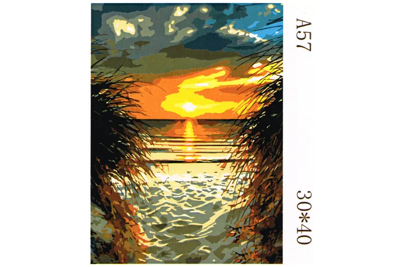 Dünen bei Sonnenuntergang Malen nach Zahlen 18 Acrylfarben 30 x 40 cm A57