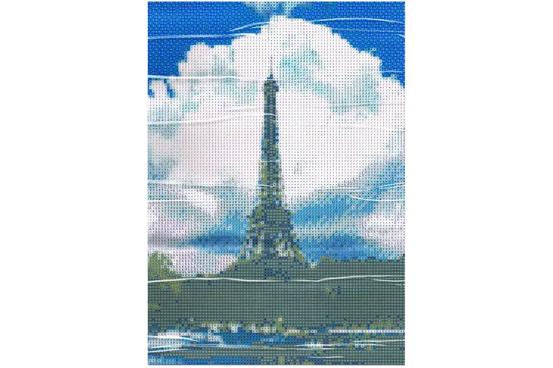 Eiffelturm vor Wolken mit Seine Paris Diamond Painting 20 Farben 30x40 cm B9043