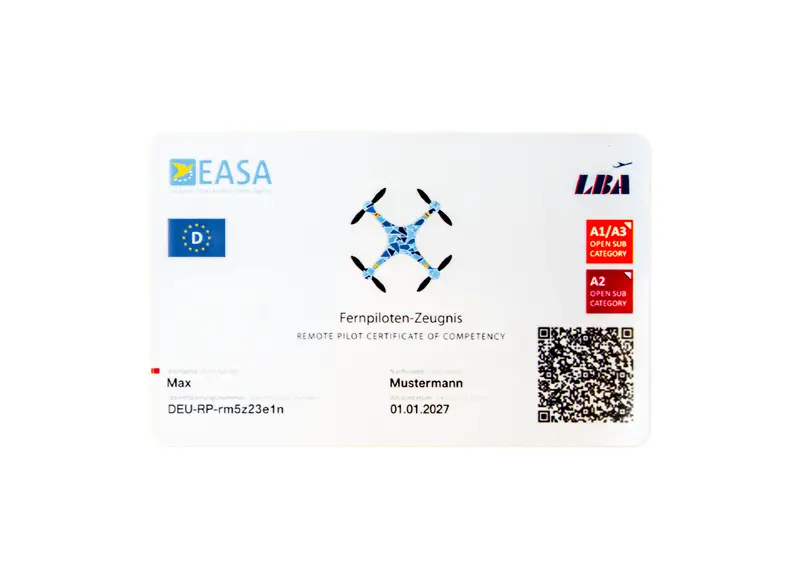 EU Drohnenführerschein (A1/A3, A2,) als Plastikkarte / Checkkarte
