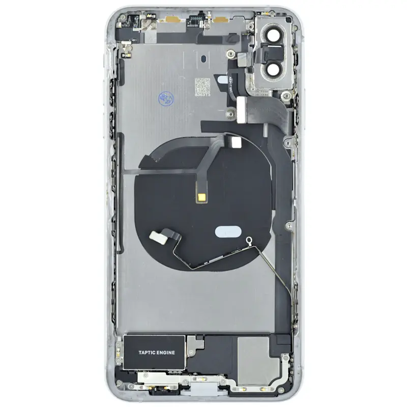 Gehäuse kompatibel für iPhone XS MAX silber/weiß bestückt "PULLED" EU