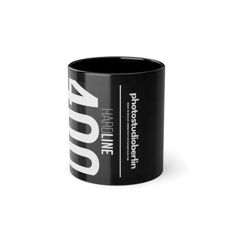 Hardline 400 Black Coffee Mug — Photography Studio Film-Inspired 11oz Ceramic Cup