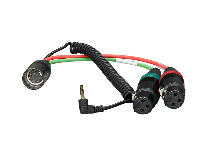 HBYA7-35W - Hinterbandspiralkabelpeitsche - 2x XLR-3F + 35mm TRS 90°