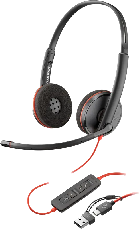 HP Poly Blackwire 3220 Stereo USB-C-Headset +USB-C/A Adapter Schwarz