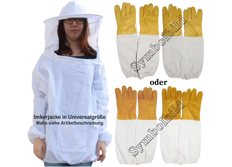 Imkerjacke in Universalgröße mit impräg. Imkerhandschuhe Größe L weiß