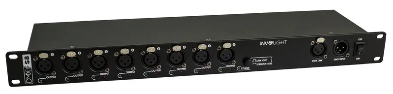 Involight DMXS8 - 8 Kanäle DMX Splitter / Signalverteiler  im 19'' Format