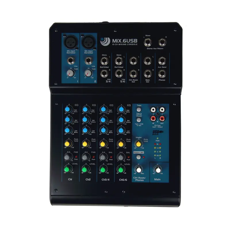 INVOTONE MIX.6USB kompakter 6-Kanal-Mixer mit USB-Audiointerface