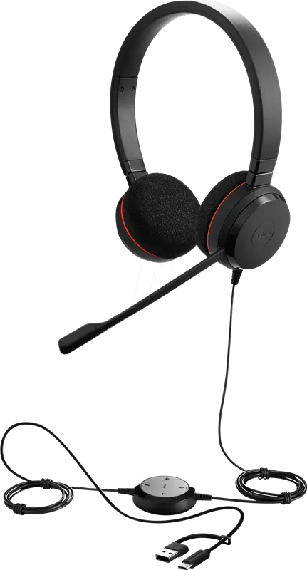 Jabra Evolve 20 MS Stereo USB-C/A Headset Schwarz
