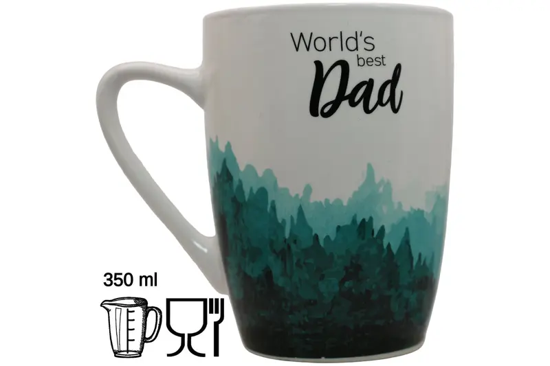Jumbo-Tasse XL 350 ml „World's best Dad" Keramik Waldbild Vatertag Geschenk
