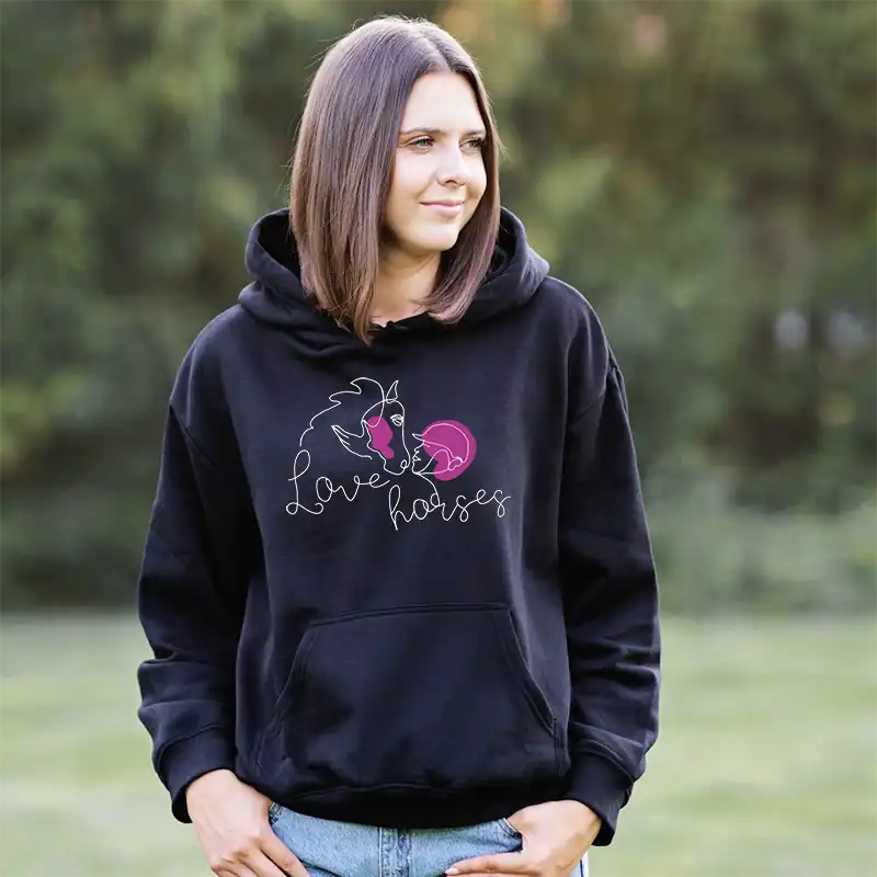 Kapuzenpullover schwarz "Love horses"