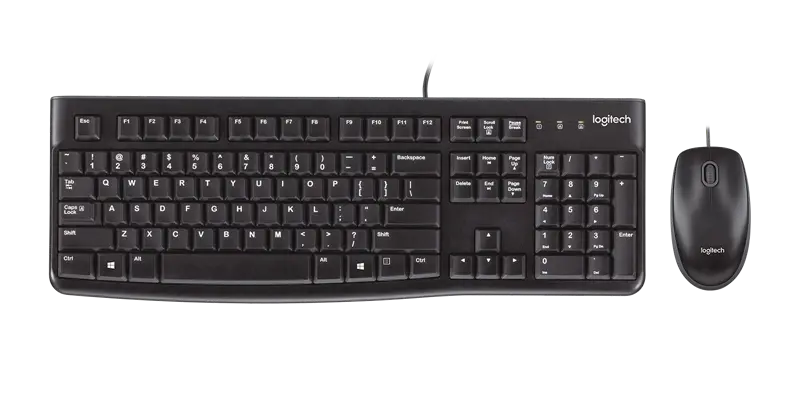 Logitech MK120 Tastatur-Maus-Set mit Kabel Schwarz