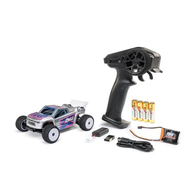 Losi 1/28 Micro-T 2S 2WD RTR Stadium Truck inkl. Akku & Ladegerät Silber