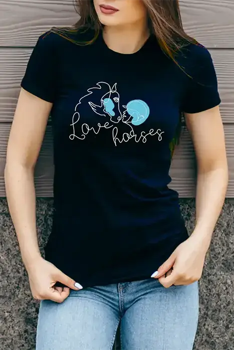 "Love horses" navy, Reiter-T-Shirt