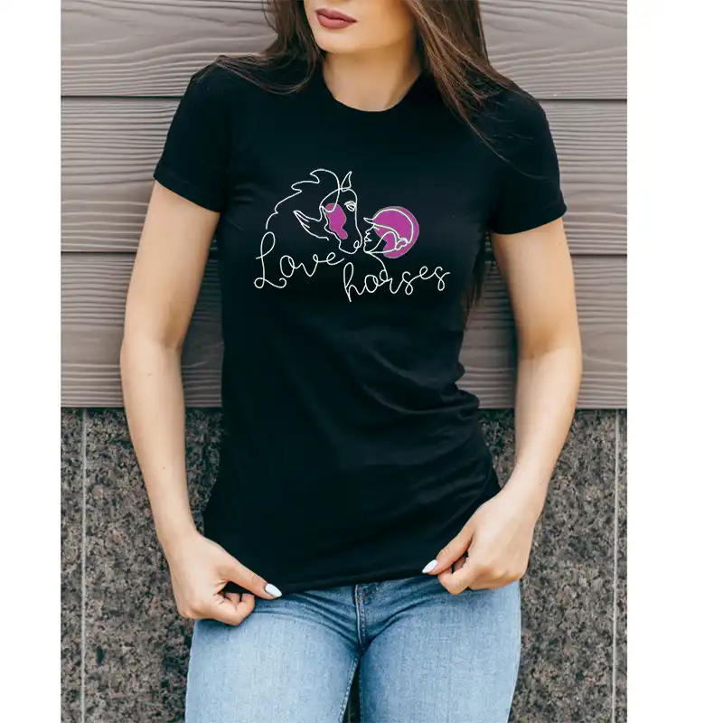 "Love horses" schwarzes Reiter-T-Shirt