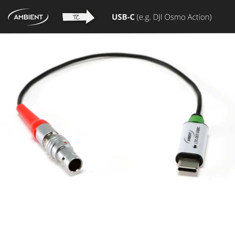 LTC-OUT USB-C - Timecodekabel PushPull-5-Pol (Lemo-kompatibel) auf USB-C (digital audio)